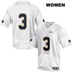 Notre Dame Fighting Irish Women's Houston Griffith #3 White Under Armour No Name Authentic Stitched College NCAA Football Jersey MKG6699YI